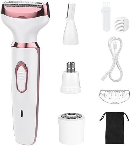 SEABIRD Electric Razors for Women, 4 in 1 Electric Women Shaver, Hair Removal Epilators for Leg Face Arm Bikini Armpit Pubic Hair, Cordless Rechargeable Portable Women's Bikini Trimmers, White