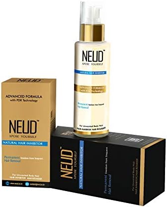 NEUD Natural Hair Inhibitor for Permanent Reduction of Unwanted Body & Facial Hair in Men & Women - Pack of 1