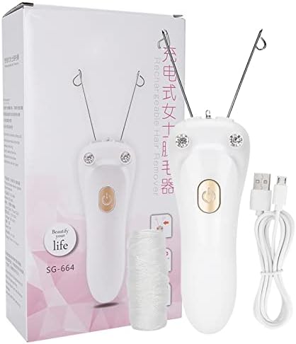 Lwuey Threading Facial Hair Remover, Electric Hair Removal Epilator Women Automatic Rechargeable Cordless Cotton Threader Ladies Face Removing Shaver Fine Chin Upper Lip Arms Beauty Legs Back(Gold)