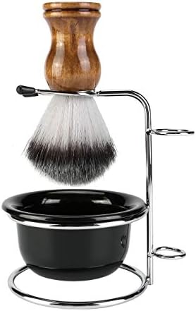 Aethland Mens Shaving Brush Kit, Soft Hair Shaving Brush, Stainless Steel Shave Brush Holder & Acrylic Soap Bowl Mug for Men Barber Shave Kit