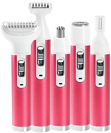 Phoking Trimmers for Women 5 in 1 USB Rechargeable Cordless Shaver Set Facial Hair Removal Painless Body Hair Nose Hair Eyebrow Arm Leg Bikini Trimmer for Women