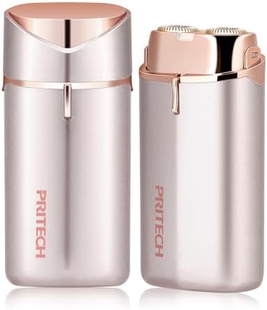 PRITECH Facial Hair Removal for Women, Rechargeable Face Shaver for Women with Dual Blades, Portable Electric Face Razors for Women Painless Hair Remover Device(Champagne Gold)