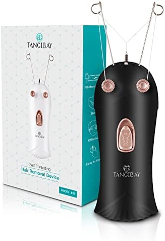 Tangibay Mermaid Threading Hair Removal - Rechargeable Facial Hair Threader Machine, Womens Automatic Thread Hair Remover Tool Kit, Electric Threads Epilator for Face, Upper Lip, Arms (Black)