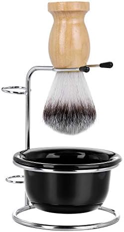 Faleto Stainless Steel Shaving Brush Stand Holder and Soap Bowl Mug Set for Safety Razor Brush