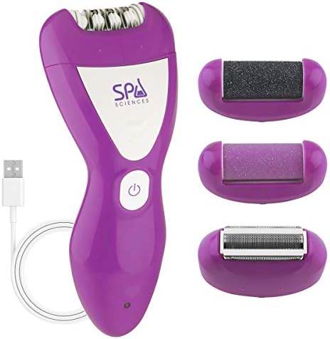 Spa Sciences Ella - 3-in-1 Advanced Smoothing Treatment - Wet/Dry Epilator, Lady Shaver, and Pedicure System - for Softer, Smoother, Brighter Skin - All Skin Types - USB Rechargeable