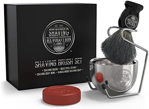 Luxury Shaving Brush Set - Shaving Kit for Men Includes Badger Hair Shaving Brush, Shaving Soap, Stainless Steel Shaving Bowl, Safety Stand
