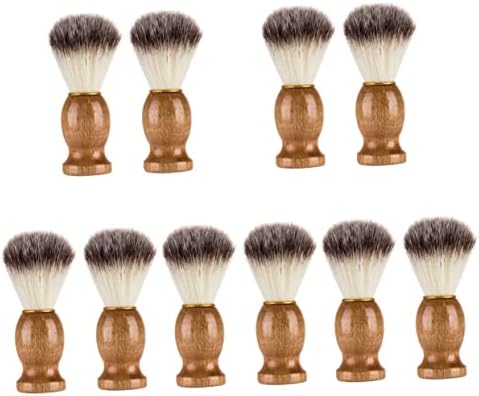 KALLORY 10 Pcs Shaving Brush Shave Brushes for Men Beard Beard for Men Beard Grooming Tool Barber Neck Brush Beard Brush for Men Shave Accessory Wood Handle Shave Brush Barber Brush