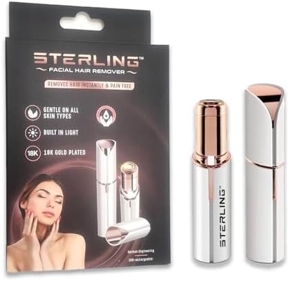 STERLING Facial Hair Removal for Women - Painless Hair Removal Device - Portable Womens Facial Hair Remover for Bikini and Legs - Built-in Light Best Face Hair Remover for Women - USB Rechargeable