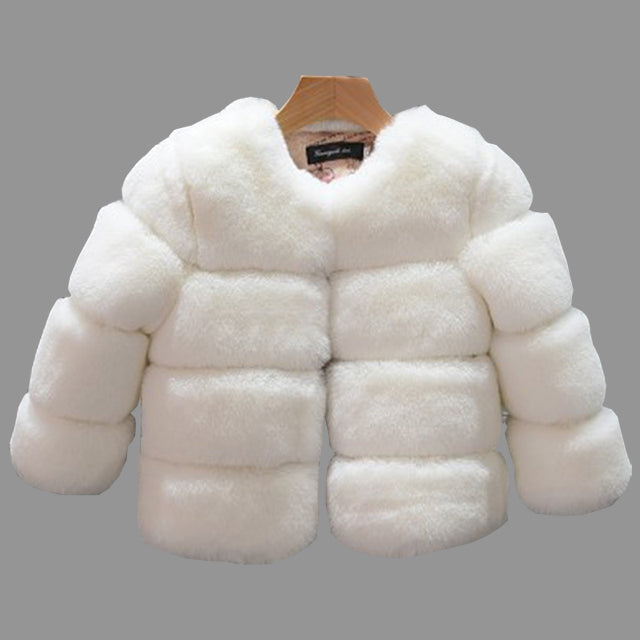Snowy Elegance Children's Fur Coat