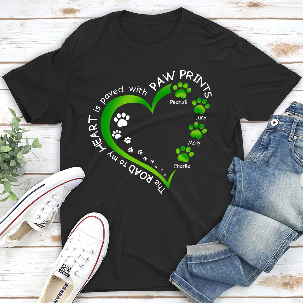 My Heart With Paw Prints - Personalized Custom Premium T-shirt