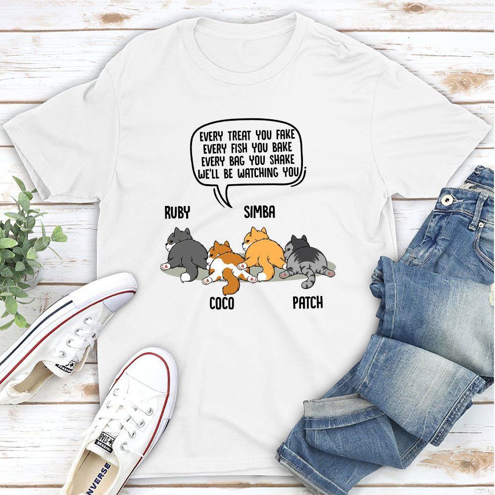 Watching You Cat Butt - Personalized Custom Unisex T-shirt