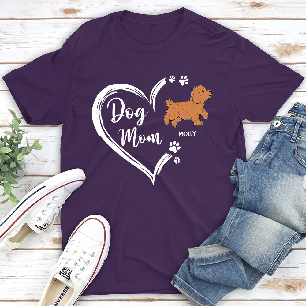 Dog Mom Heart Shape - Personalized Custom Unisex T-shirt