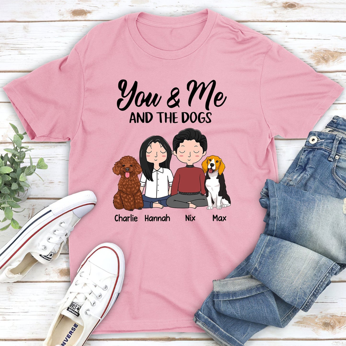 You, Me & The Dog - Personalized Custom Unisex T-shirt