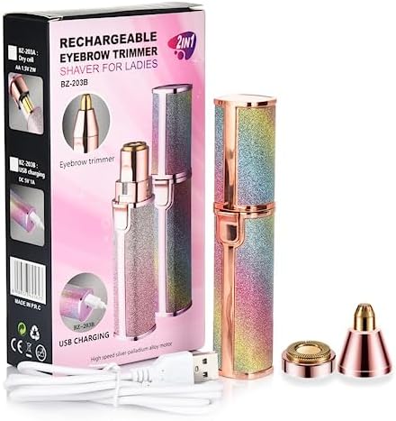 YVOETN Facial Hair Removal for Women, Mini Painless Rechargeable Hair Remover 2 in 1 Eyebrow Trimmer for Women and Face Shavers for Women, Hair Remover for Eyebrows, Peach Fuzz, Lips, Arms