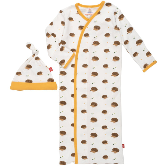 Magnetic Me Gus Organic Cotton Magnetic Cozy Sleeper Gown + Hat Set