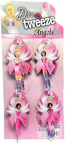 Diva Tweezer Professional Tweezers 'Angels' Pink Ribbon 12-Pack with Display