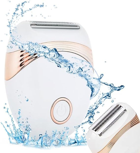 Portable Electric Razor Bikini Trimmer for Women, Facial Hair Remover, Wet & Dry Hair Removal Device for Arms,Legs,Face,Underarm (White 2024)