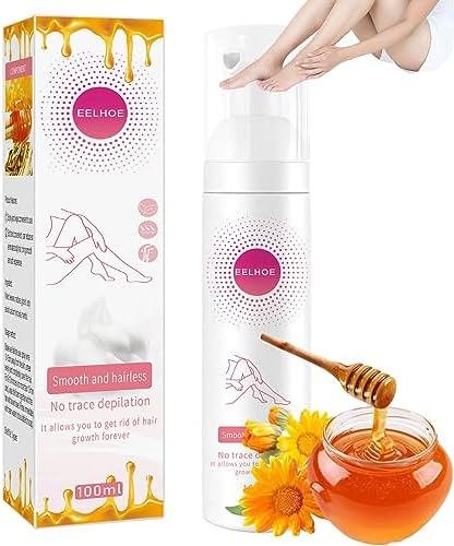 Eelhoe Beeswax Hair Removal Mousse, Eelhoe Hair Removal Spray, Gentle Beeswax Hair Removal Honey Mousse, Spray Moisturizing Hair Removal Spray for Women & Men (1PCS-100ML)