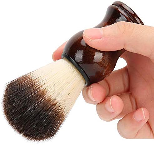Men Shaving Brush, Hand Crafted Shave Brush Barber Shaving Foam Wood Handle Beard Shave Wet Shaving Cleaning Brush for Salon Gifts Home Travel
