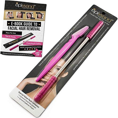 Epiwand Facial Hair Removal Kit for Women | Eyebrow Trimmer Razor & Face Epilator for Quick & Easy Hair Removal & Peach Fuzz Remover | No Batteries or Maintenance Required