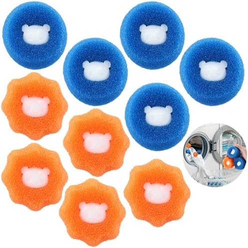 Anjetan 10 PCS Hair Removal Cleaning Balls,Reusable Clothes Anti-winding Adsorption Hair Catcher,Hair Remover for Laundry, Washing