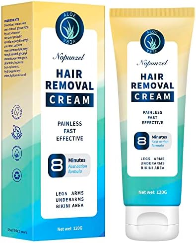 Nopunzel Hair Removal Cream: Hair Removal For Women and Men - Painless Hair Remover Cream for Pubic Hair - Private Areas Bikini Area Body Legs Arms Underarms - Skin Friendly - Depilatory Cream - 120g