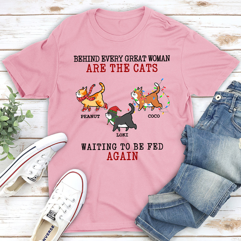 Cat Waiting To Be Fed - Personalized Custom Unisex T-shirt