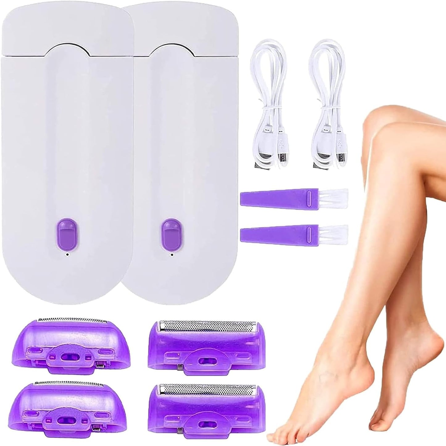 2 Packs Focusing Silky Smooth Hair Eraser, Portable Painless Hair Removal Tool, Rechargeable Epilator Smooth Touch Hair Remover, Applicable to Any Part of The Body Men Women Birthday Christmas Gifts