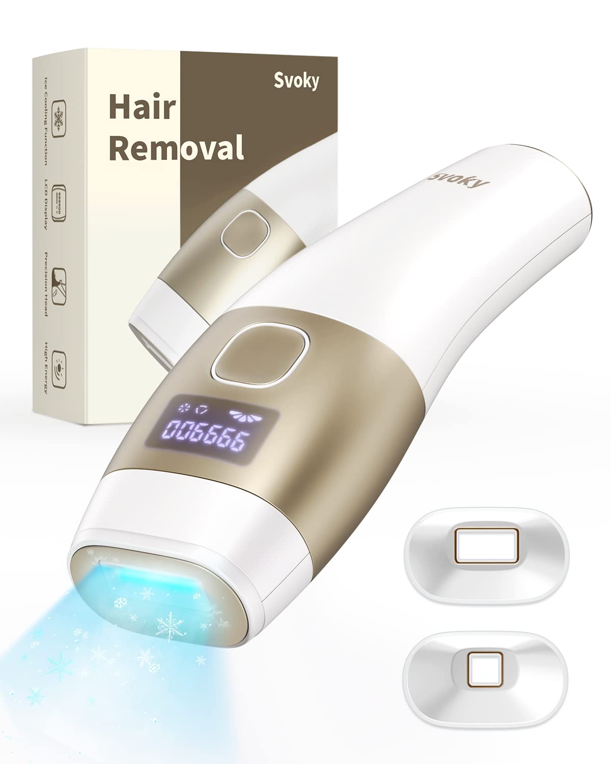 IPL Laser Hair Removal Device for Women and Men Permanent with Painless Ice Cooling Function, at Home Handset Laser Hair Removal for Armpits Legs Bikini Line, Rated at 999,900 Flashes, Cord
