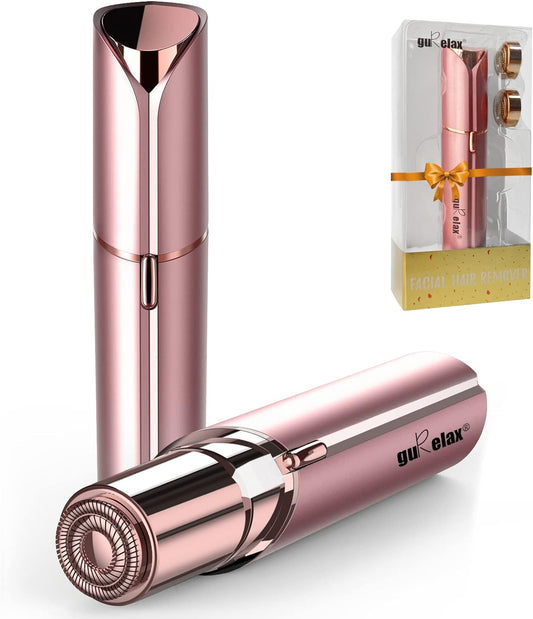 Gurelax Facial Flawless Hair Remove (Valentines Day Gifts with 2 x Replacement Heads), Face Shaver for Women, Best Touch Hair Removal Device, Electric Upper Lip/Chin Razors for Women