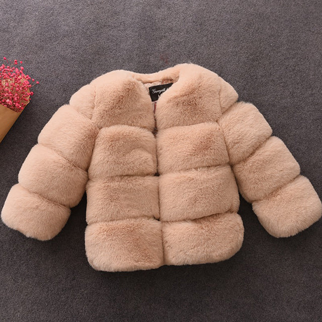 Snowy Elegance Children's Fur Coat