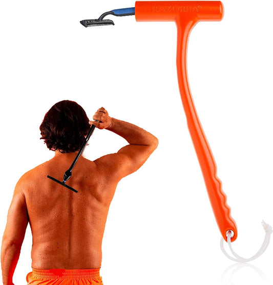 Back Shaver for Men - Razor Extension Handle. Ergonomic Manscape Yeti Stick. Leg & Back Shavers for Men & Women. Men's Back Hair Remover Wand. DIY Body Groomer Extension