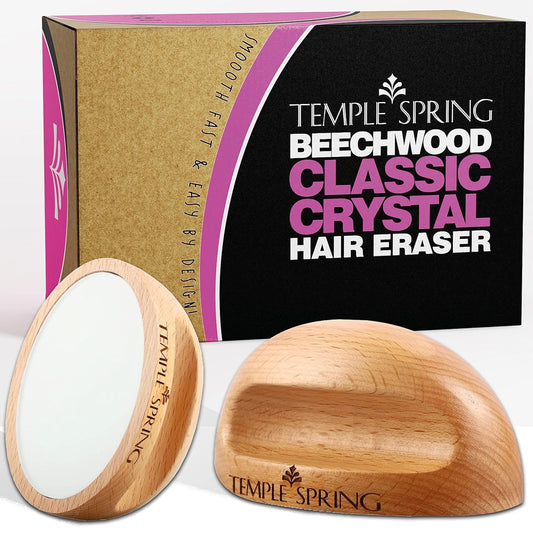 Temple Spring Crystal Hair Eraser - Magic Crystal Hair Remover Stone for Legs, Back and Body - Exfoliating Painless Hair Removal for Silky Smooth Skin - Beechwood