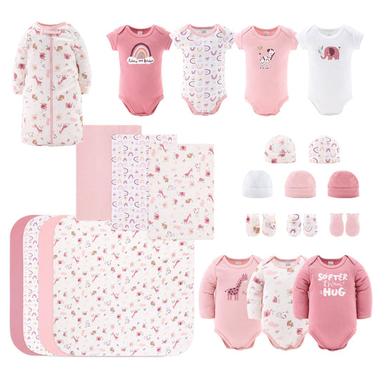 The Peanutshell 23-Piece Layette Set in Rainbow Safari