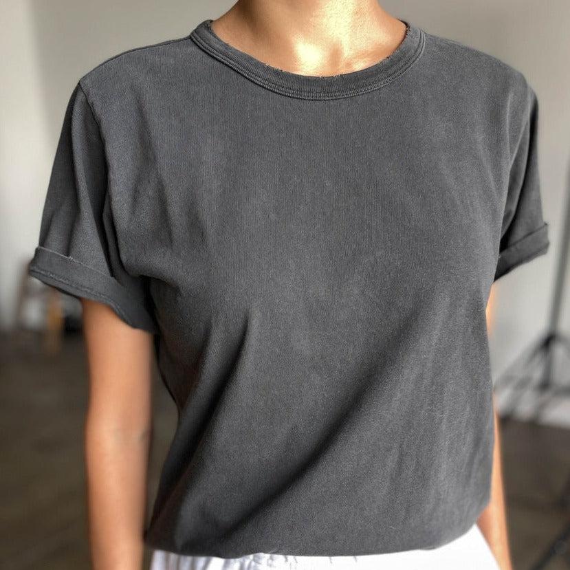 Organic Cotton Vintage Boy Tee | Faded Black