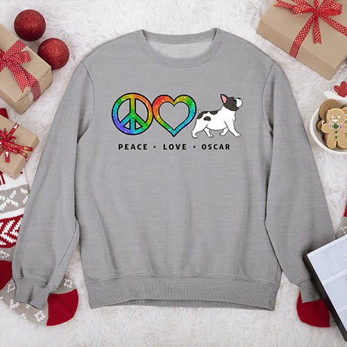 Peace Love Dog Pattern - Personalized Custom Sweatshirt