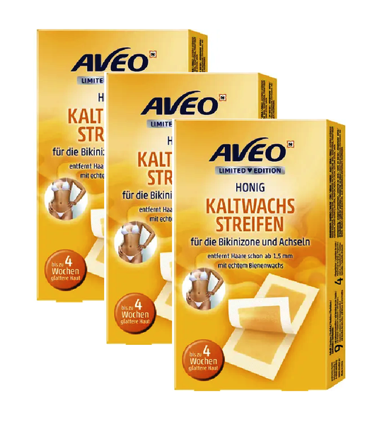 3xPack AVEO Cold Wax Strips Honey for the Bikini Area - 54 Pcs