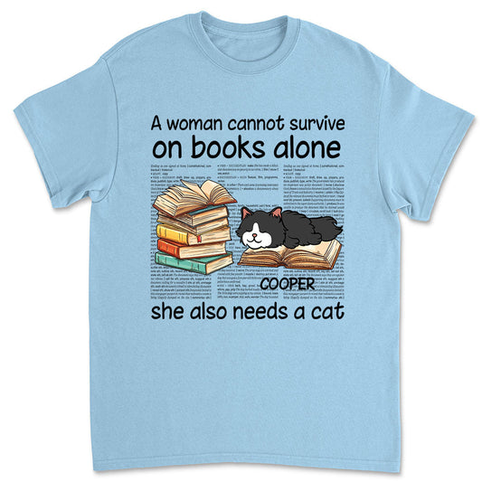 A Woman With Books and Cats - Personalized Custom Unisex T-shirt