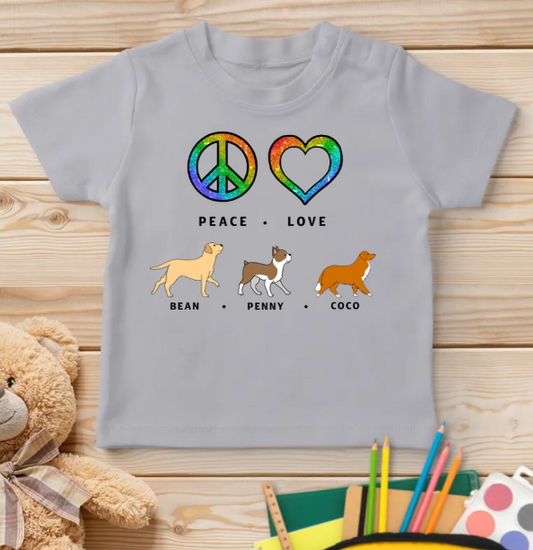 Peace Love Dog Pattern - Personalized Custom Youth T-shirt