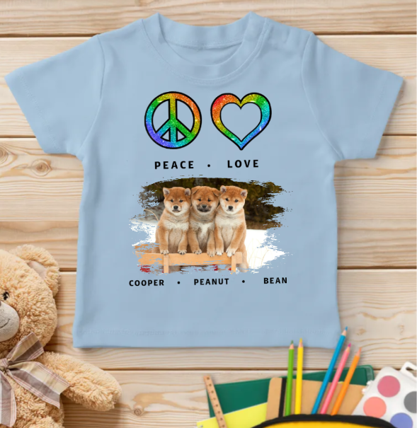 Peace Love Dog Pattern - Personalized Custom Youth T-shirt