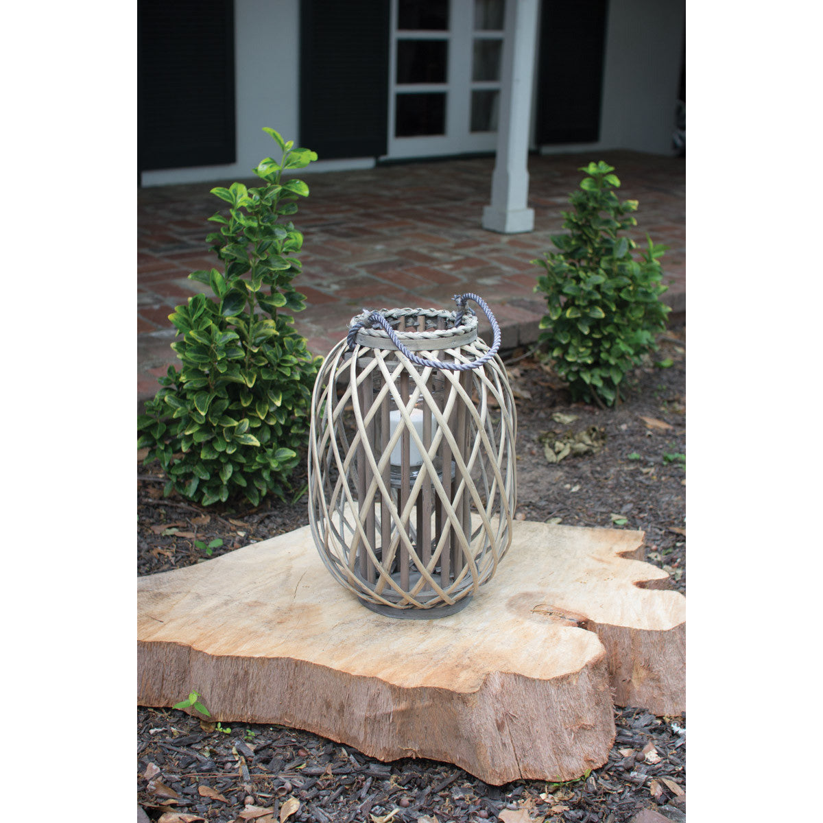 Grey Willow Lantern with Glass- Multiple Size Options - Chapin Furniture