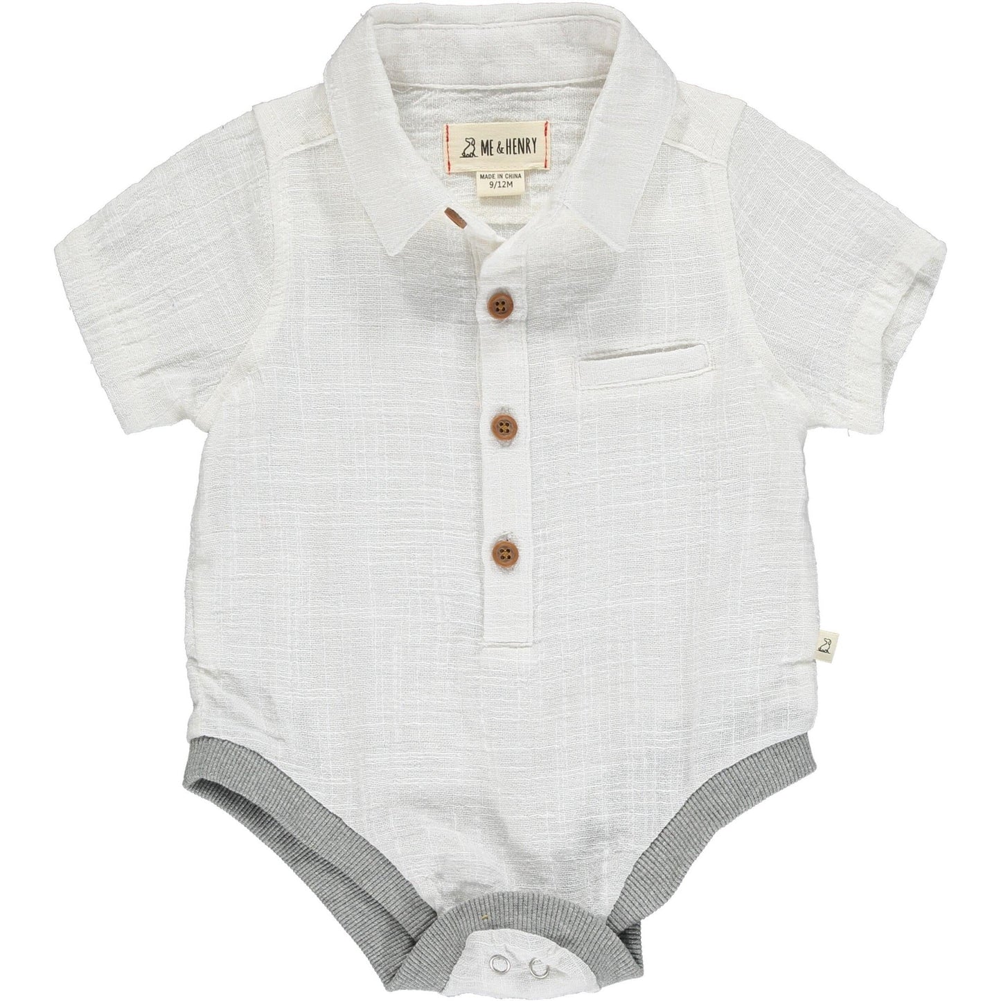 Me & Henry Helford Woven Onesie White Cotton