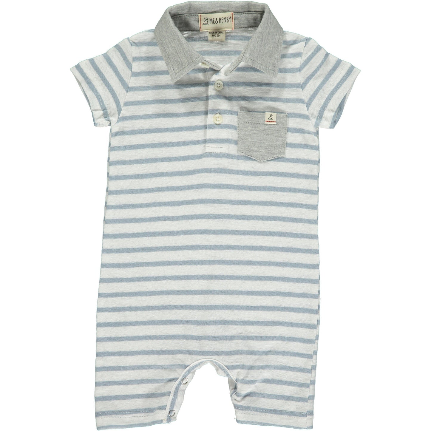 Me & Henry Saltash Grey/White Polo Romper