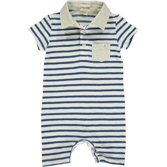 Me & Henry Saltash Navy/White Polo Romper
