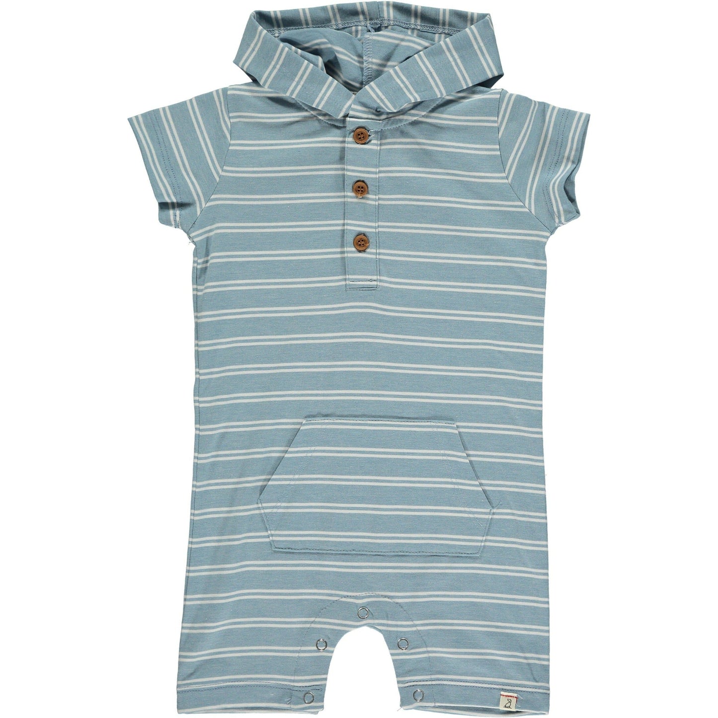 Me & Henry Charlie Blue Stripe Hooded Romper