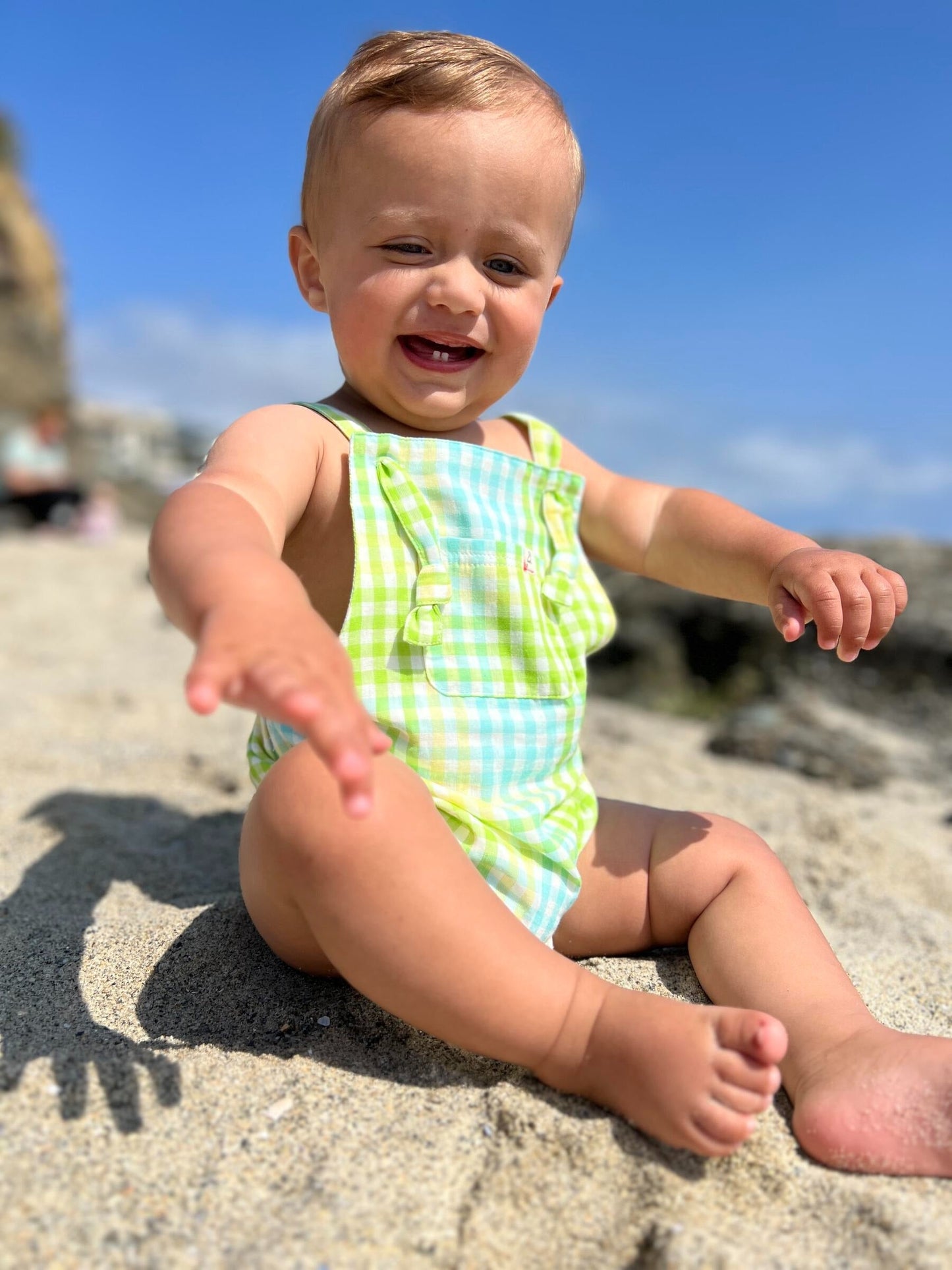 Me & Henry Reef Lemon/Lime Plaid Bubble