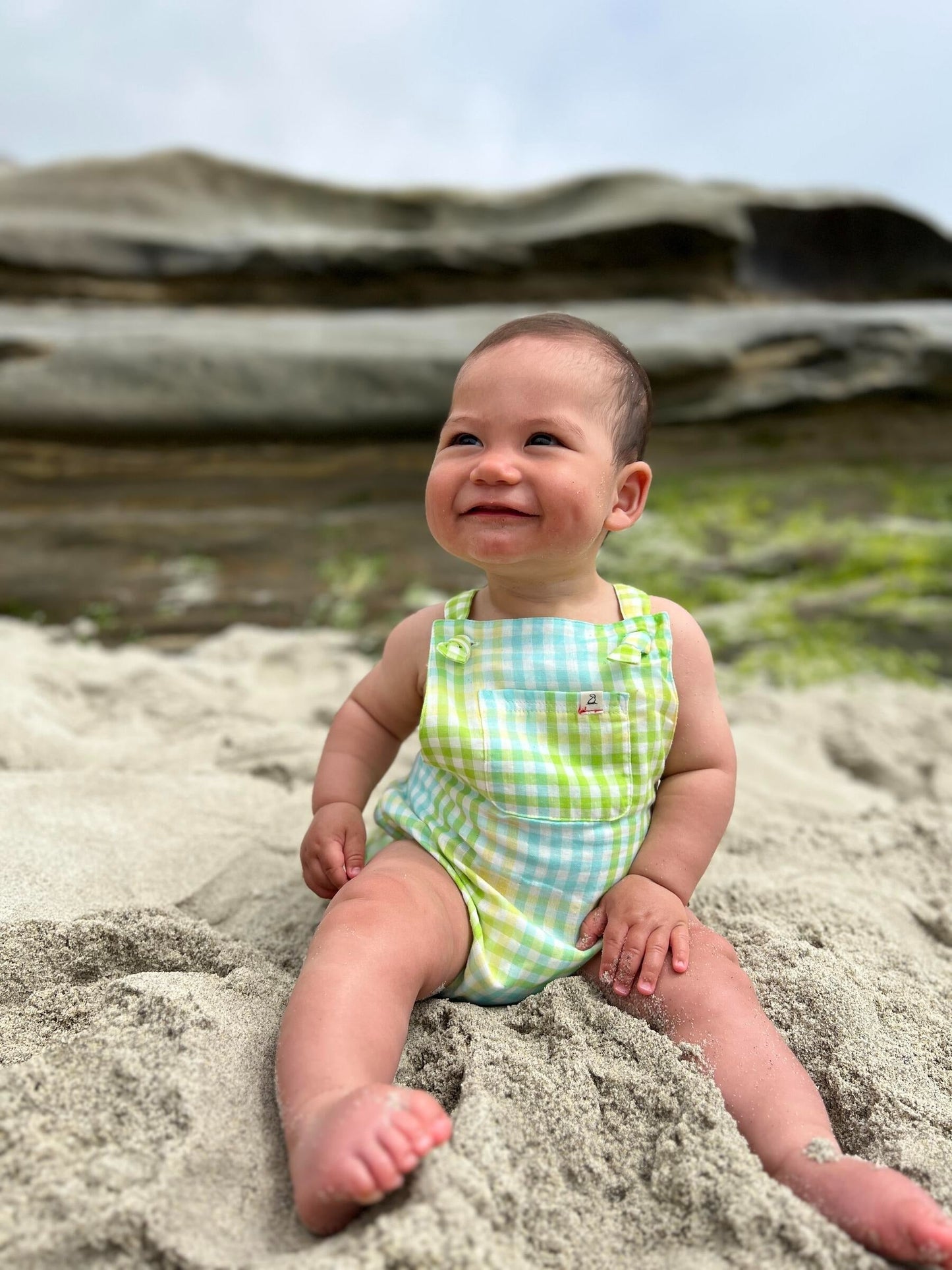 Me & Henry Reef Lemon/Lime Plaid Bubble