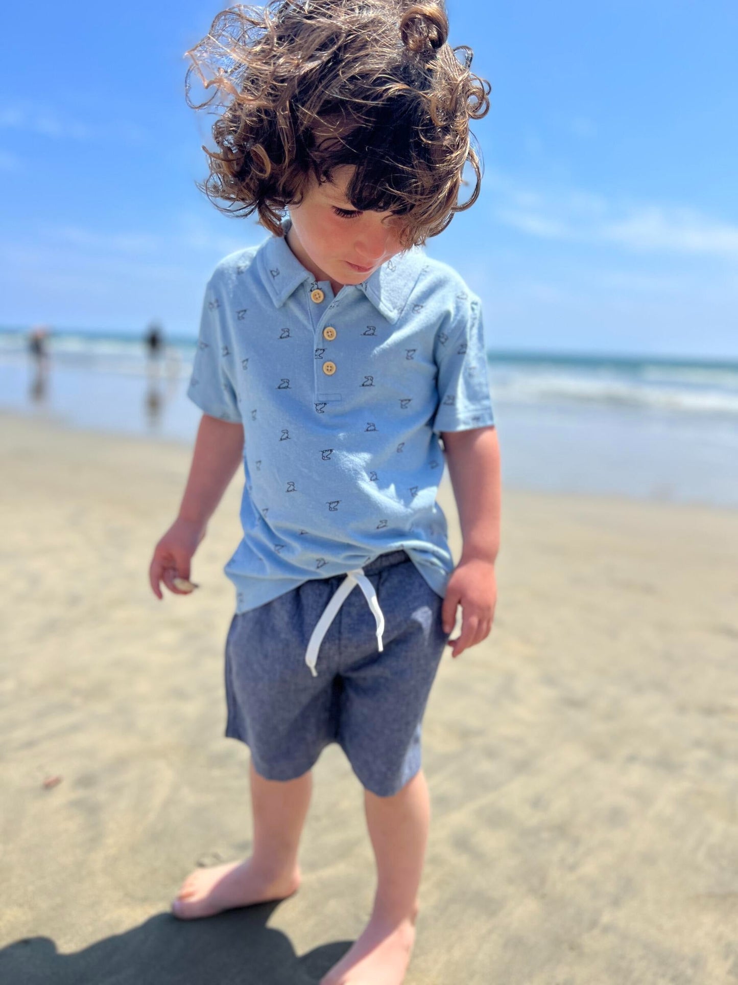 Me & Henry Polreath Blue Henry Print Polo