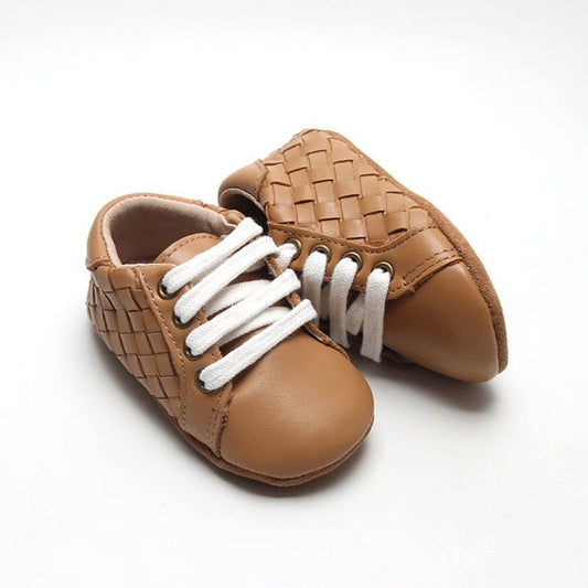 Consciously Baby Leather Woven Sneaker | Color 'Rust' | Soft Sole