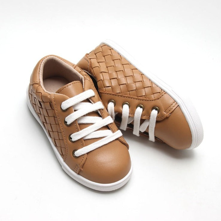 Consciously Baby Leather Woven Sneaker | Color 'Rust' | Hard Sole